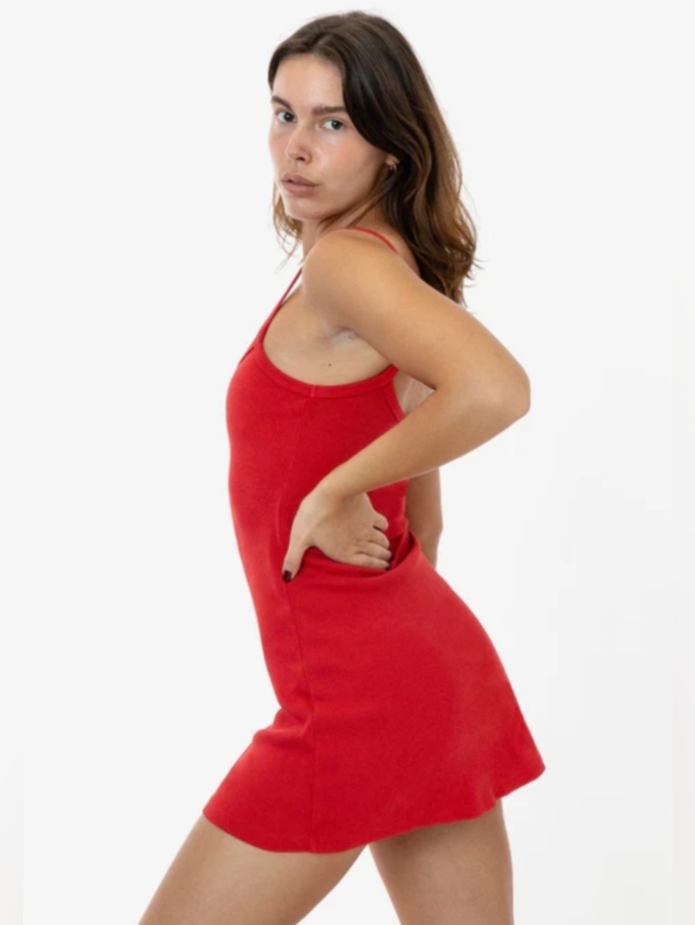 Los Angeles Apparel Heavyweight Cotton Rib Red Mini Dress XL